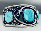 Rare Authentic Vintage Native American Navajo Blue Gem Turquoise Sterling Silver Bracelet-Nativo Arts