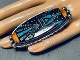 One Of The Biggest Ever Native American Navajo Outer Space Turquoise Sterling Silver Ring-Nativo Arts