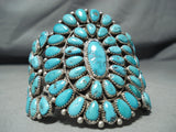 Justin Wilson Huge Vintage Native American Navajo Turquoise Sterling Silver Bracelet-Nativo Arts