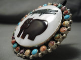 Heavy Heavy Huge Native American Navajo Inlaid Turquoise Gator Hippo Sterling Silver Ring-Nativo Arts