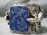Crazy Native American Lizard Lapis Sterling Silver Bracelet Cuff-Nativo Arts