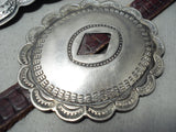 Very Old Vintage Native American Navajo Hand Tooled Sterling Silver Concho Belt-Nativo Arts