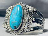 Rare Vintage Native American Navajo Blue Diamond Turquoise Sterling Silver Bracelet-Nativo Arts