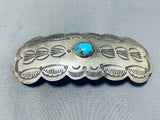 Beautiful Vintage Native American Navajo Kingman Turquoise Sterling Silver Barrette-Nativo Arts