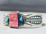 Unique Native American Navajo Purple Spiny Oyster Blue Gem Turquoise Sterling Silver Bracelet-Nativo Arts
