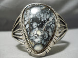 Important Liz Etsitty White Turquoise Vintage Native American Navajo Sterling Silver Bracelet-Nativo Arts
