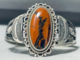 Very Old Thicker Vintage Native American Navajo Petrified Wood Sterling Silver Bracelet-Nativo Arts