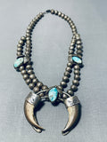 One Of The Best Vintage Native American Navajo Turquoise Grizzly Sterling Silver Choker Necklace-Nativo Arts