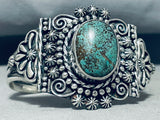 Extreme Detail Vintage Native American Navajo Green Turquoise Sterling Silver Bracelet-Nativo Arts