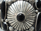 Nost Unqiue Vintage Tommy Moore Vintage Native American Navajo Onyx Sterling Silver Bracelet-Nativo Arts