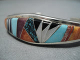 Vintage Native American Navajo Turquoise Raised Inlay Patrick Lincoln Sterling Silver Bracelet-Nativo Arts