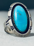 Important Vintage Native American Navajo Old Kingman Turquoise Sterling Silver Ring-Nativo Arts