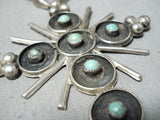 One Of The Best Ever Vintage Native American Navajo Turquoise Cross Sterling Silver Necklace-Nativo Arts