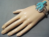 Whimsical Native American Navajo Turquoise Sterling Silver Cactus Bracelet-Nativo Arts