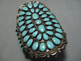 Rare Fat Teardrop Royston Turquoise Vintage Native American Navajo Sterling Silver Bracelet-Nativo Arts