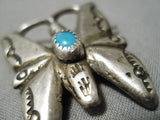 Marvelous Vintage Native American Navajo Turquoise Sterling Silver Butterfly Pin Pendant Old-Nativo Arts