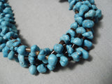 Stunning Vintage Native American Navajo Blue Spiderweb Turquoise Sterling Silver Necklace Old-Nativo Arts