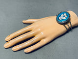 Native American Detailed Vintage Navajo Turquoise Sterling Silver Inlay Bracelet-Nativo Arts