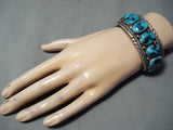 Very Important Red Mountain Turquoise Vintage Native American Navajo Sterling Silver Bracelet-Nativo Arts