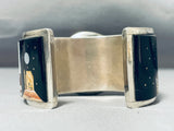 One Of The Craziest Ever Native American Navajo Turquoise Inlay Stserling Silver Bracelet-Nativo Arts