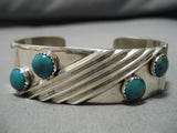 Striking Vintage Native American Navajo 4 Royston Turquoise Sterling Silver Bracelet Cuff-Nativo Arts