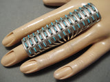 Towering Zuni Native American Turquoise Sterling Silver Ring-Nativo Arts