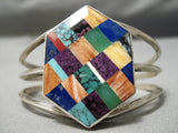 Absolutely Incredible Vintage Native American Navajo Turquoise Inlay Sterling Silver Bracelet-Nativo Arts