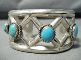 X Marks The Spot Vintage Native American Navajo Turquoise Sterling Silver Bracelet-Nativo Arts