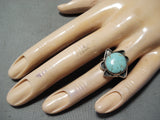 Amazing Vintage Native American Navajo #8 Turquoise Sterling Silver Ring Old-Nativo Arts