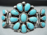 Fabulous Vintage Native American Zuni Blue Gem Turquoise Sterling Silver Bracelet-Nativo Arts
