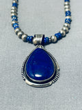 Wil Denetdale Native American Navajo Lapis Sterling Silver Necklace-Nativo Arts