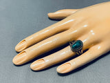 Dramatic Vintage Native American Navajo Kingman Turquoise Sterling Silver Ring-Nativo Arts