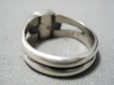 Dynamic Vintage Navajo Candelaria Turquoise Sterling Silver Ring Old Native American-Nativo Arts