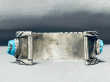 Important Turquoise Vintage Native American Navajo Morenci Sterling Silver Bracelet-Nativo Arts