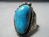 Marvelous Vintage Native American Navajo Bisbee Turquoise Sterling Silver Ring-Nativo Arts