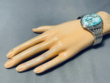 One Of The Best Native American Navajo Ice Blue Turquoise Sterling Silver Bracelet-Nativo Arts