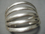 Dramatic Vintage Navajo Sterling Silver Bracelet Native American Old-Nativo Arts