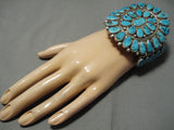 One Of The Best Vintage Native American Navajo Teardrop Turquoise Sterling Silver Bracelet Old-Nativo Arts