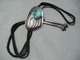 Unique Vintage Native American Navajo Royston Turquoise Sterling Silver Bolo Tie Old-Nativo Arts