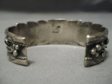 Quality Vintage Native American Navajo Squared Turquoise Sterling Silver Wave Bracelet Old-Nativo Arts