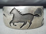 Henry Nez Vintage Native American Navajo Sterling Silver Horses Bracelet-Nativo Arts