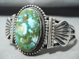 Dazzling Navajo Native American Carico Lake Turquoise Sterling Silver Bracelet-Nativo Arts