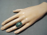 Rare Earlier Vintage Native American Navajo Domed Green Turquoise Sterling Silver Ring Old-Nativo Arts