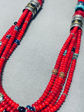 Authentic Singer Native American Navajo Coral Sterling Silver Turquoise Necklace-Nativo Arts