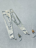 Incredible Harry Williams Native American Navajo Sterling Silver Dangle Earrings Signed-Nativo Arts
