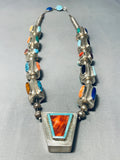 One Of The Best Ever Vintage Native American Navajo Turquoise Sterling Silver Tube Necklace-Nativo Arts