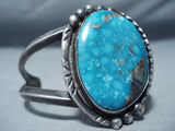 Rare Vintage Native American Navajo Carico Lake Turquoise Sterling Silver Bracelet Old-Nativo Arts