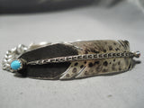 Native American Unique Vintage Sleeping Beauty Turquoise Sterling Silver Bracelet Old-Nativo Arts