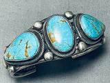 Heavy Quality Native American Navajo #8 Turquoise Sterling Silver Martinez Bracelet-Nativo Arts