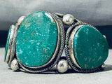 Signed 122 Gram Native American Navajo Gilbert Turquoise Sterling Silver Bracelet-Nativo Arts